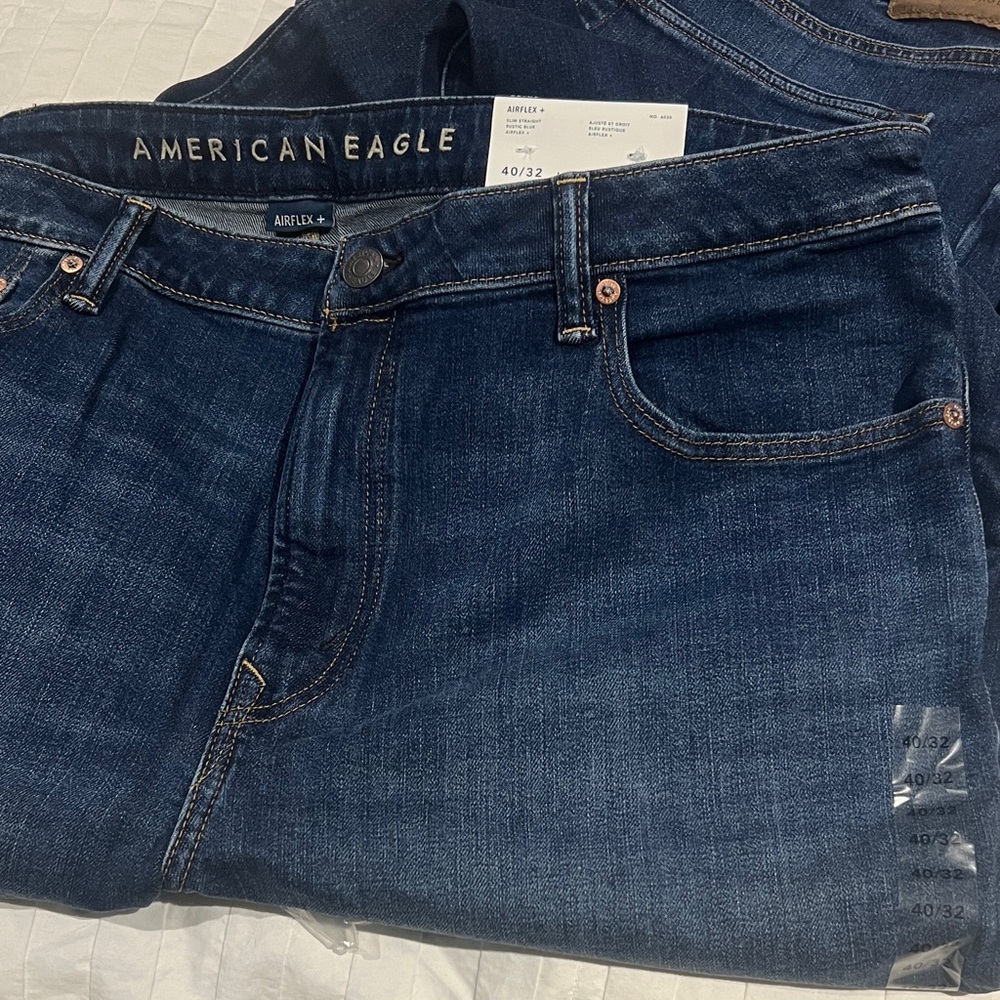 American Eagle Outfitters Men's Dark Blue Relaxed Jeans